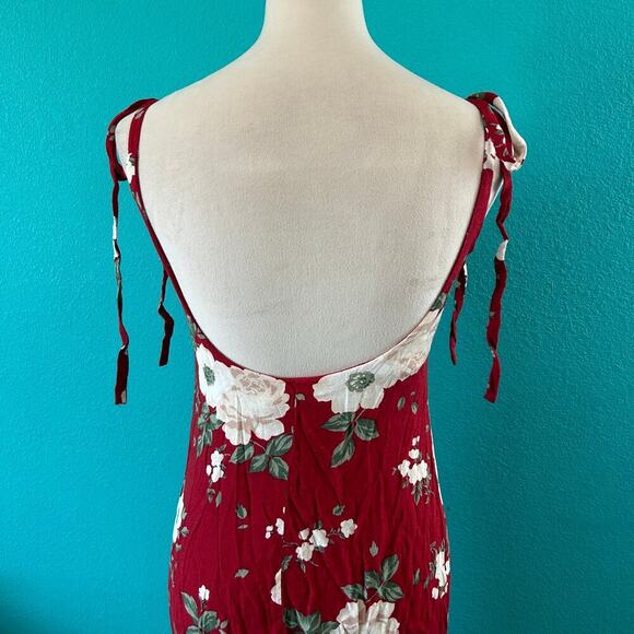 Reformation Jade Midi Dress in Justine Red Scoop Back Tie Straps Size S - Picture 4 of 6